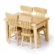 Set da 5 pezzi/set 1:12 Mini mobili per casa delle bambole Tavolo da pranzo in legno Set di sedie Giocattolo tascabile