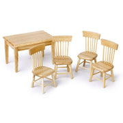Set da 5 pezzi/set 1:12 Mini mobili per casa delle bambole Tavolo da pranzo in legno Set di sedie Giocattolo tascabile