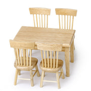 Set da 5 pezzi/set 1:12 Mini mobili per casa delle bambole Tavolo da pranzo in legno Set di sedie Giocattolo tascabile