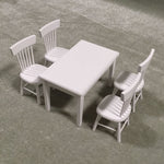 Set mini mobili casa bambole 1:12 tavolo e sedie in legno