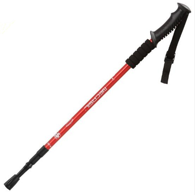 Bastone da trekking retrattile a tre sezioni in lega di alluminio con impugnatura dritta NECASIL, Three-section (Black), Three-section (Red), Three-section (Blue), Three-section (Silver), Three-section (Purple), Three-section (Gold)