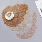 Sottobicchiere in vetro per bevande, tovaglietta resistente al calore in PVC con foglie, 2 pezzi, dimensioni: 37x47 cm