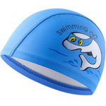 Cuffia da nuoto per bambini Cuffia da nuoto elastica stampata in PU con motivo simpatico delfino, Children PU Swimming Cap (Dark Blue), Children PU Swimming Cap (Pink), Children PU Swimming Cap (Sky Blue), Children PU Swimming Cap (Silver Grey)