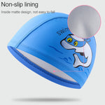 Cuffia da nuoto per bambini Cuffia da nuoto elastica stampata in PU con motivo simpatico delfino, Children PU Swimming Cap (Dark Blue), Children PU Swimming Cap (Pink), Children PU Swimming Cap (Sky Blue), Children PU Swimming Cap (Silver Grey)
