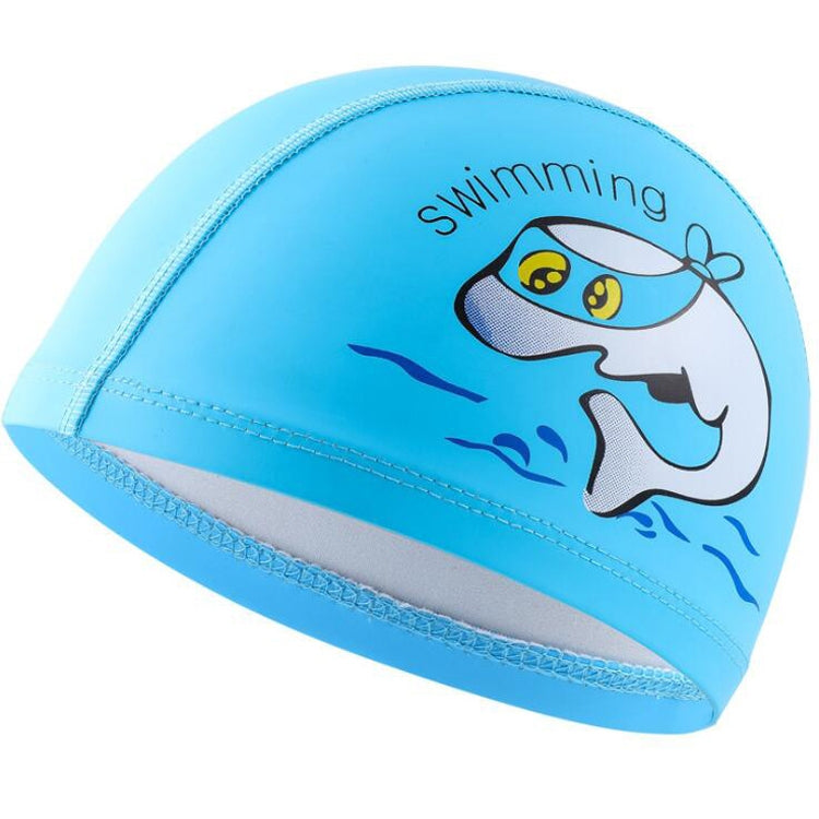 Cuffia da nuoto per bambini Cuffia da nuoto elastica stampata in PU con motivo simpatico delfino, Children PU Swimming Cap (Dark Blue), Children PU Swimming Cap (Pink), Children PU Swimming Cap (Sky Blue), Children PU Swimming Cap (Silver Grey)