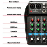 Console mixer audio Bluetooth 4 canali con USB