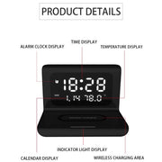 Caricabatterie wireless 10W con sveglia e display
