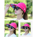 Cappello da donna estivo casual per uscire, cappello da sole piegato in stile coreano a prova di raggi ultravioletti, traspirante e leggero, Black, Pink, Khaki, Rose Red, Blue, Beige, Red