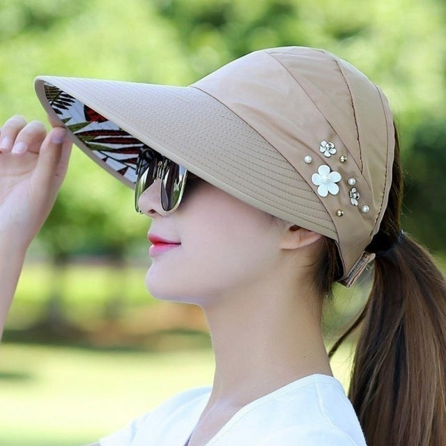Cappello da donna estivo casual per uscire, cappello da sole piegato in stile coreano a prova di raggi ultravioletti, traspirante e leggero, Black, Pink, Khaki, Rose Red, Blue, Beige, Red