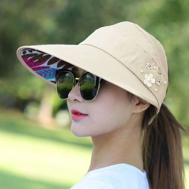 Cappello da donna estivo casual per uscire, cappello da sole piegato in stile coreano a prova di raggi ultravioletti, traspirante e leggero, Black, Pink, Khaki, Rose Red, Blue, Beige, Red