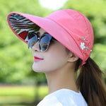Cappello da donna estivo casual per uscire, cappello da sole piegato in stile coreano a prova di raggi ultravioletti, traspirante e leggero, Black, Pink, Khaki, Rose Red, Blue, Beige, Red