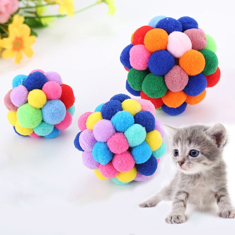 Giocattolo per animali domestici con palline rimbalzanti per gatti, campanelle colorate fatte a mano da 3 pezzi, L, M, S