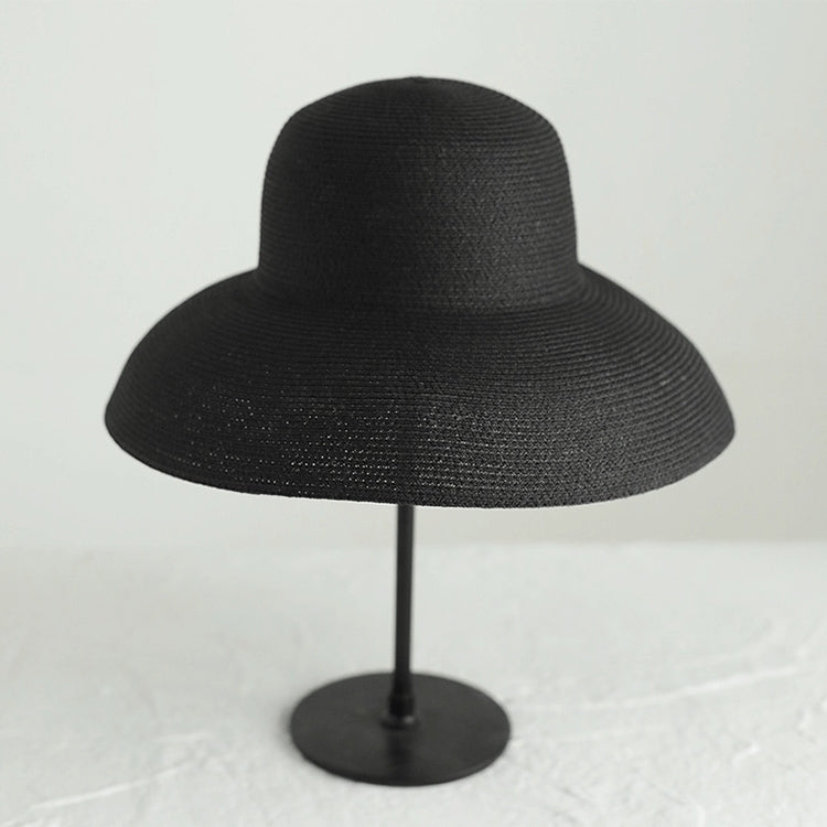 Cappello di paglia Big Eaves Cappello da bacino estivo per protezione solare femminile Cappello da pescatore per vacanze in spiaggia, Black, Yellow, Beige, Pink, Orange