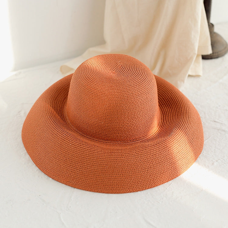 Cappello di paglia Big Eaves Cappello da bacino estivo per protezione solare femminile Cappello da pescatore per vacanze in spiaggia, Black, Yellow, Beige, Pink, Orange