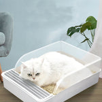 Lettiera per gatti, vasca per feci quadrata semichiusa, toilette per animali domestici, Small, Large, Large  Pink, Large  Gray