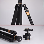 Q222 Supporto per monopiede con supporto per treppiede portatile a 4 sezioni con gambe pieghevoli in lega di alluminio con teste a sfera