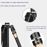 Q222 Supporto per monopiede con supporto per treppiede portatile a 4 sezioni con gambe pieghevoli in lega di alluminio con teste a sfera