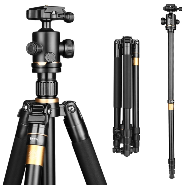 Q222 Supporto per monopiede con supporto per treppiede portatile a 4 sezioni con gambe pieghevoli in lega di alluminio con teste a sfera