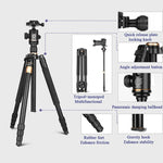 Q222 Supporto per monopiede con supporto per treppiede portatile a 4 sezioni con gambe pieghevoli in lega di alluminio con teste a sfera