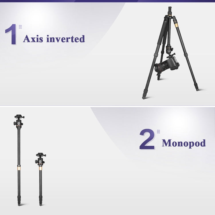 Q222 Supporto per monopiede con supporto per treppiede portatile a 4 sezioni con gambe pieghevoli in lega di alluminio con teste a sfera
