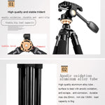 Q338 Gambe pieghevoli a 4 sezioni Supporto per treppiede in lega di alluminio per trasmissione dal vivo, Q338With Three-dimensional Head, Q338 With Ball Head