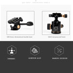 Q338 Gambe pieghevoli a 4 sezioni Supporto per treppiede in lega di alluminio per trasmissione dal vivo, Q338With Three-dimensional Head, Q338 With Ball Head