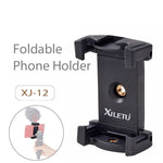 Xiletu Xj-12 Staffa per trasmissione dal vivo Clip di fissaggio per montaggio su treppiede Morsetto per telefono con fori per viti da 1/4 di pollice e base per pattino freddo, Xj12