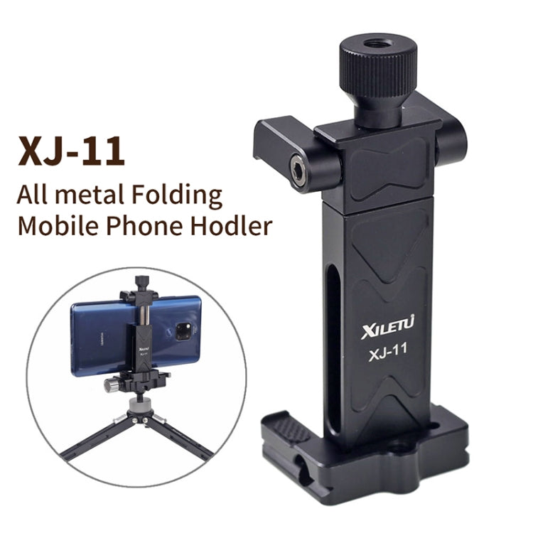 Xiletu Xj-12 Staffa per trasmissione dal vivo Clip di fissaggio per montaggio su treppiede Morsetto per telefono con fori per viti da 1/4 di pollice e base per pattino freddo, Xj12