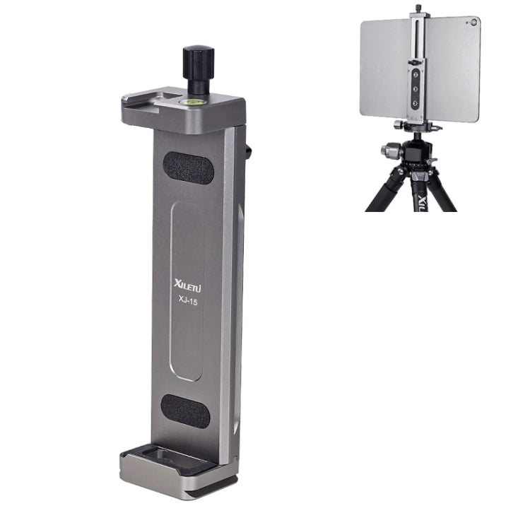 Xiletu Xj15 Morsetto per telefono per tablet PC con supporto per treppiede in metallo completo per trasmissione in diretta con fori per viti da 1/4 di pollice e base per pattino freddo, Xj15