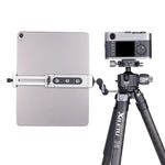 Xiletu Xj15 Morsetto per telefono per tablet PC con supporto per treppiede in metallo completo per trasmissione in diretta con fori per viti da 1/4 di pollice e base per pattino freddo, Xj15