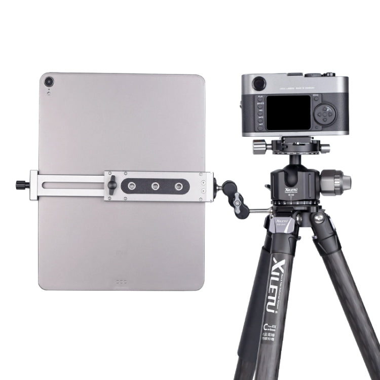 Xiletu Xj15 Morsetto per telefono per tablet PC con supporto per treppiede in metallo completo per trasmissione in diretta con fori per viti da 1/4 di pollice e base per pattino freddo, Xj15