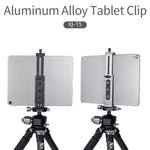 Xiletu Xj15 Morsetto per telefono per tablet PC con supporto per treppiede in metallo completo per trasmissione in diretta con fori per viti da 1/4 di pollice e base per pattino freddo, Xj15