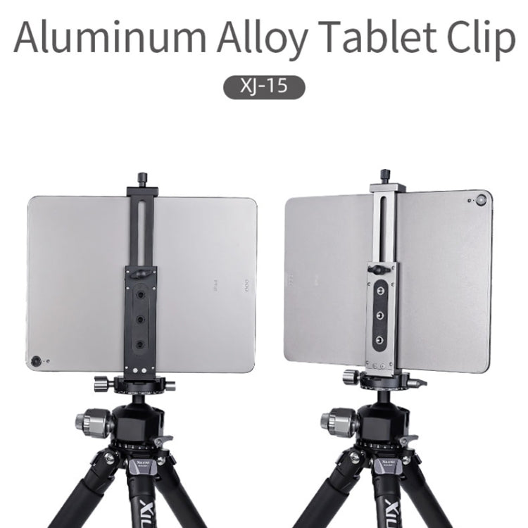 Xiletu Xj15 Morsetto per telefono per tablet PC con supporto per treppiede in metallo completo per trasmissione in diretta con fori per viti da 1/4 di pollice e base per pattino freddo, Xj15