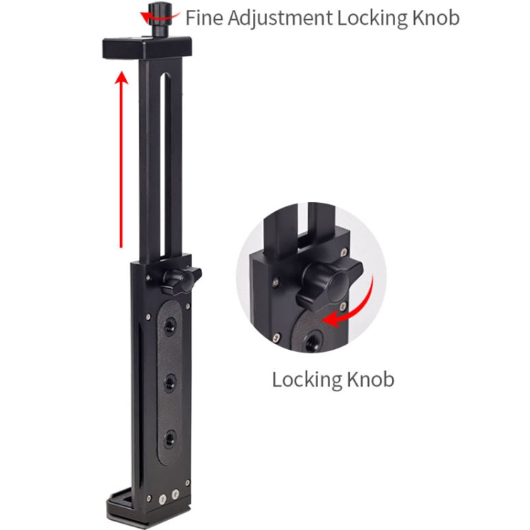 Xiletu Xj15 Morsetto per telefono per tablet PC con supporto per treppiede in metallo completo per trasmissione in diretta con fori per viti da 1/4 di pollice e base per pattino freddo, Xj15