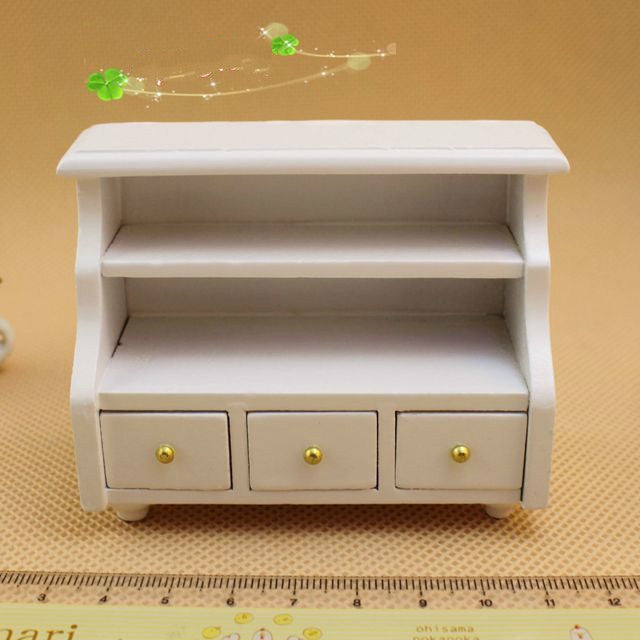Mini armadietto porta asciugamani in legno per casa delle bambole