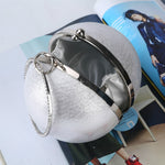 Borsa da pranzo sferica Borsa da sera con sfera rotonda con personalità semplice Borsa da banchetto per donna in PU. Pochette per trucco