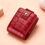Borsa per trucco portatile con motivo a coccodrillo in pelle bovina semplice, con specchio