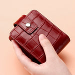 Borsa per trucco portatile con motivo a coccodrillo in pelle bovina semplice, con specchio