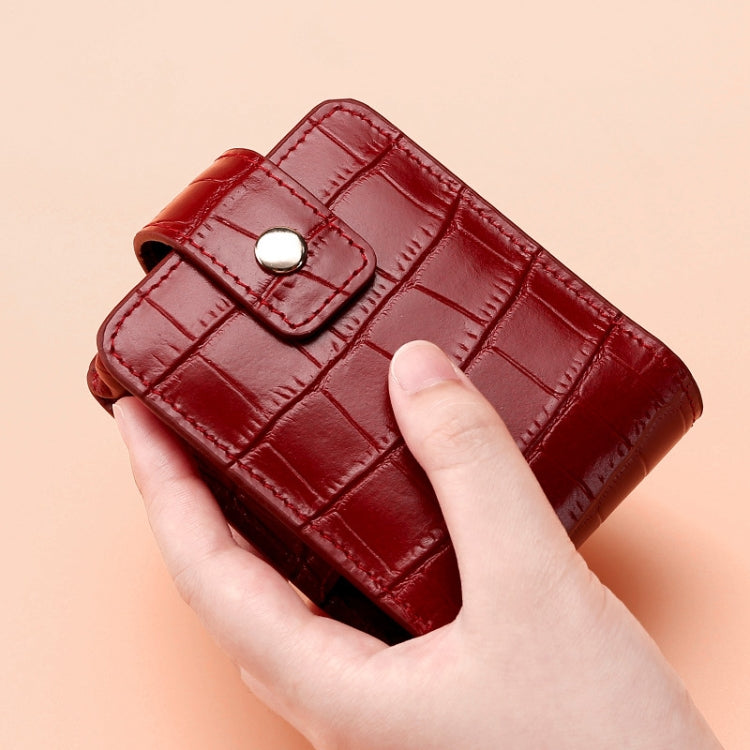 Borsa per trucco portatile con motivo a coccodrillo in pelle bovina semplice, con specchio