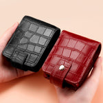 Borsa per trucco portatile con motivo a coccodrillo in pelle bovina semplice, con specchio