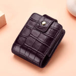 Borsa per trucco portatile con motivo a coccodrillo in pelle bovina semplice, con specchio