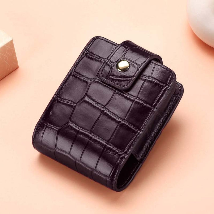 Borsa per trucco portatile con motivo a coccodrillo in pelle bovina semplice, con specchio