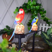 Lampada da giardino solare in resina con pappagallo