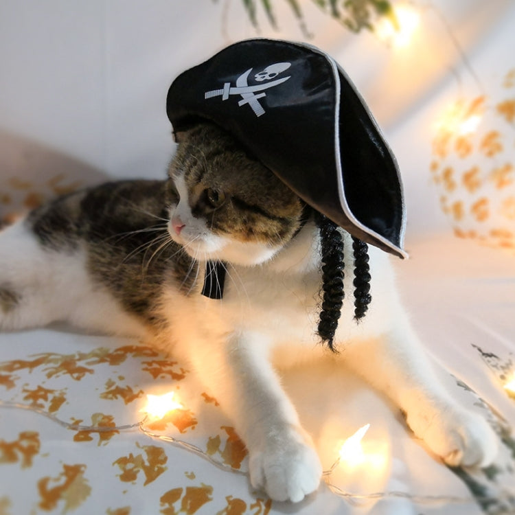 Forniture per animali domestici Cappello da pirata di Halloween Parrucca per cani e gatti Cappello da pirata bianco, White Pirate Hat,