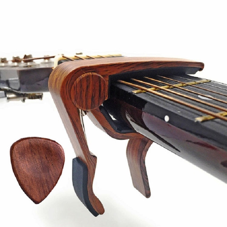 Capotasto per chitarra folk in legno massello 2 in 1 + set di plettri, Folk Music Guitar Capo