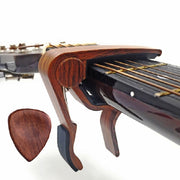 Capotasto per chitarra folk in legno massello 2 in 1 + set di plettri, Folk Music Guitar Capo