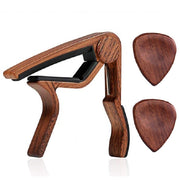 Capotasto per chitarra folk in legno massello 2 in 1 + set di plettri, Folk Music Guitar Capo