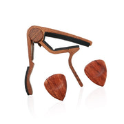 Capotasto per chitarra folk in legno massello 2 in 1 + set di plettri, Folk Music Guitar Capo