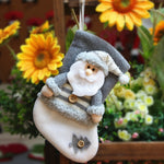 Borsa regalo per calzini natalizi in flanella spessa con 3 decorazioni natalizie, Elderly, Snowman, Elk