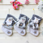 Borsa regalo per calzini natalizi in flanella spessa con 3 decorazioni natalizie, Elderly, Snowman, Elk